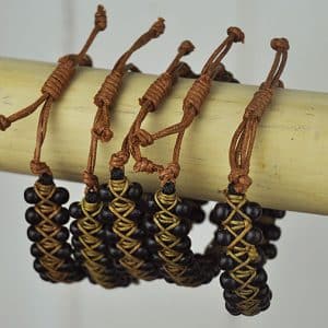Beaded Bangle Black and Brown with shark tooth