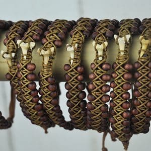 Beaded Bangle Brown on Brown with shark tooth