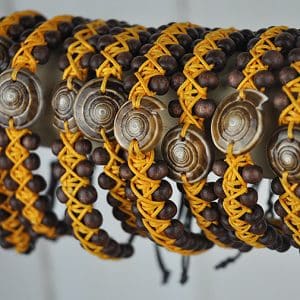 Beaded Shell bangle orange with sundial shell