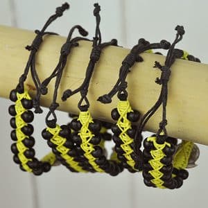 Beaded Bangle Black and Yellow with sundial