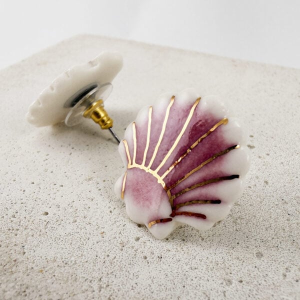 Mira Pink Sea Shell Studs