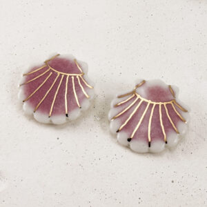 Mira Pink Sea Shell Studs