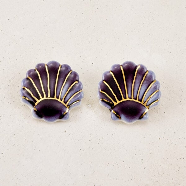 Mira Purple Sea Shell Studs