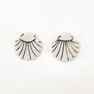 Mira White Sea Shell Studs