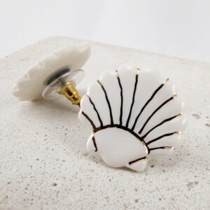 Mira White Sea Shell Studs