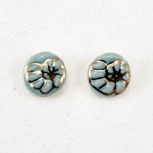 Light Blue Shell with Gold Ceramic Studs