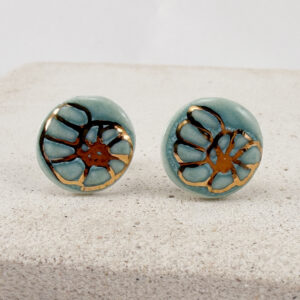 Light Blue Shell with Gold Ceramic Studs