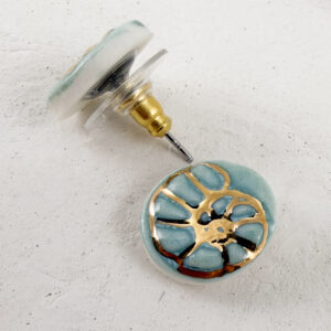Light Blue Shell with Gold Ceramic Studs